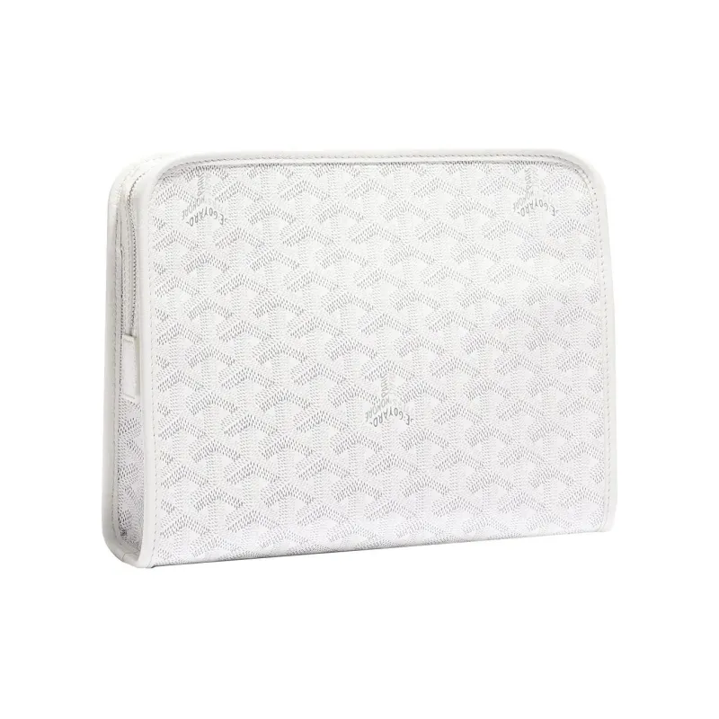 GOYARD JOUVENCE Canvas With Leather Travel Storage Bags Handheld Toiletry Bags Medium Size Unisex White-1