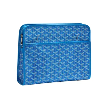 GOYARD JOUVENCE Calfskin Canvas Storage Bags Handheld Toiletry Bags Large Size Unisex Blue