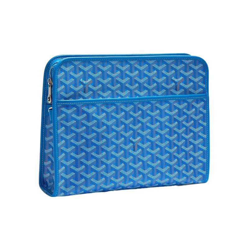 GOYARD JOUVENCE Calfskin Canvas Storage Bags Handheld Toiletry Bags Large Size Unisex Blue-0
