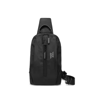 NOMK Oxford Backpack Shoulder Bag Crossbody Bag Workwear Bag Techwear Sling Bag Medium Size Unisex Black