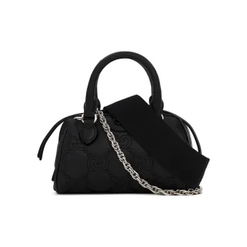 GUCCI GG Matelassé Leather Bowling Bag Handbag Shoulder Bag Crossbody Bag Mini Women's Black