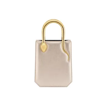 BVLGARI Serpentine Calfskin Tote Bag Shopping Bag Shoulder Bag Crossbody Bag Handbag Mini Women's Light Gold
