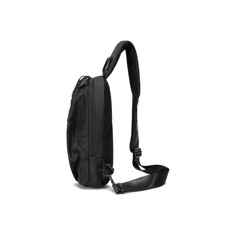 NOMK Oxford Backpack Shoulder Bag Crossbody Bag Workwear Bag Techwear Sling Bag Medium Size Unisex Black-2