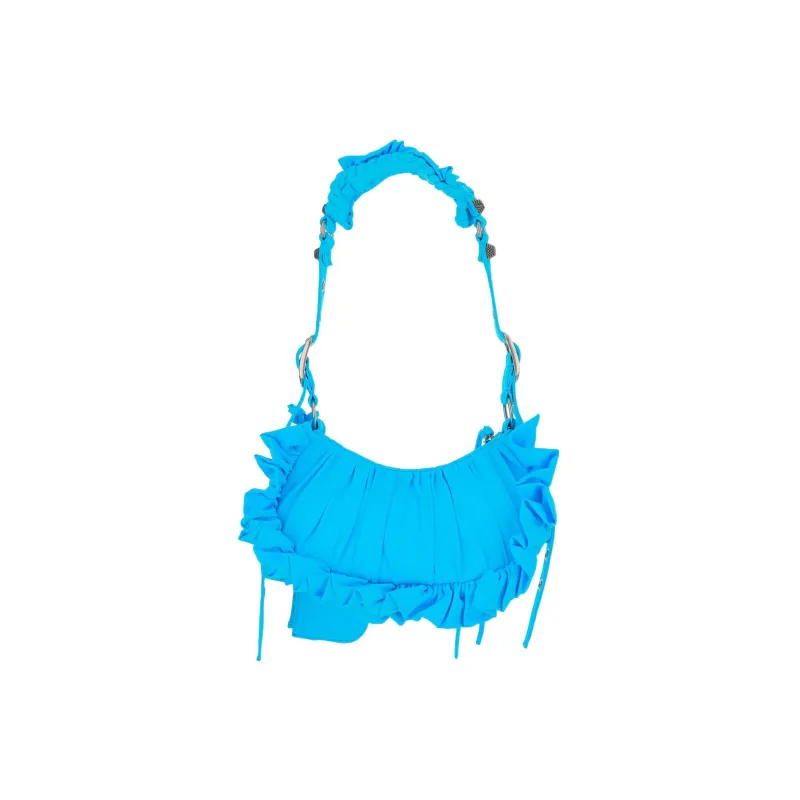 Balenciaga Le Cagole Polyamide Crescent Bag, Portable Crossbody Bag, Shoulder Bag Mini Women's Light Blue-3