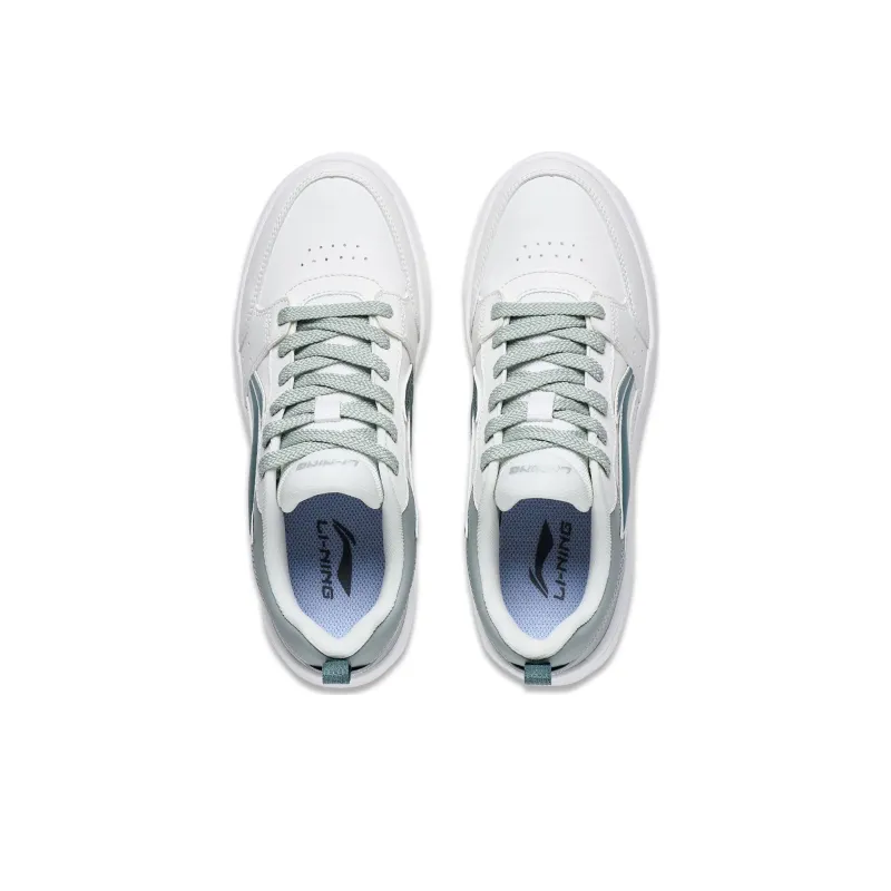 LiNing Acer Truncatum Cushioning, Slip Resistant, And Abrasion Resistant Low Top Skateboard Shoes Women's White Green-3