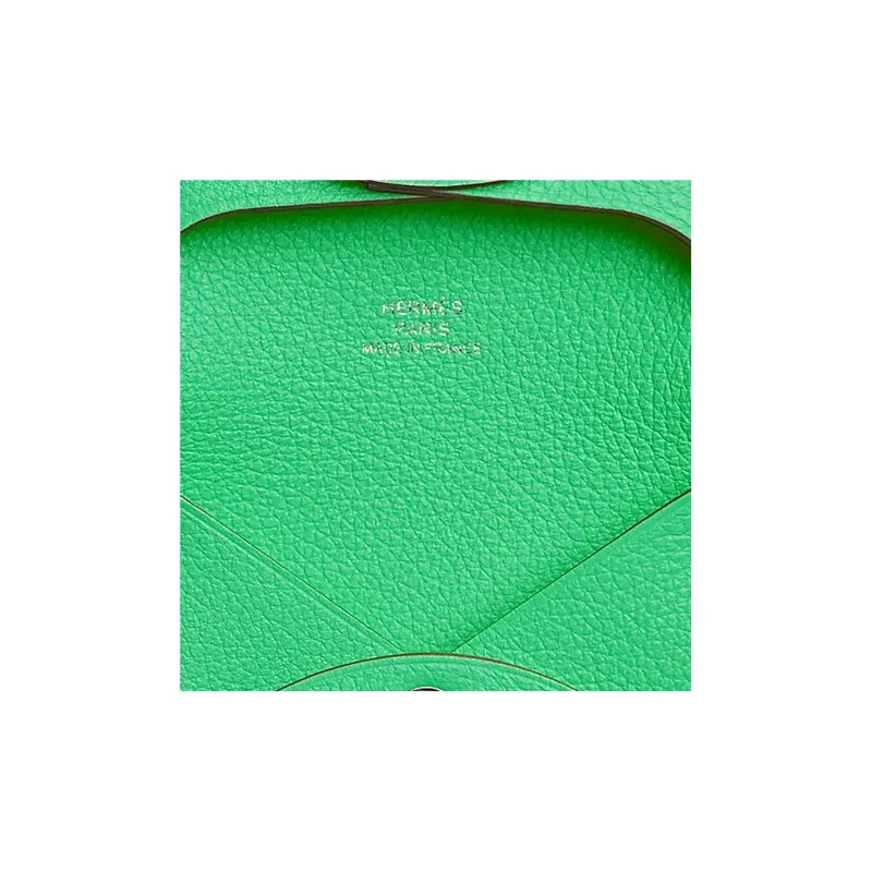 HERMES Bastia Epsom Calfskin Coin Purses Wallets Women's Comic Green-2