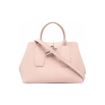 LONGCHAMP Roseau Cow Leather Crossbody Bags Handbags Medium Size Women's Soft Pink
