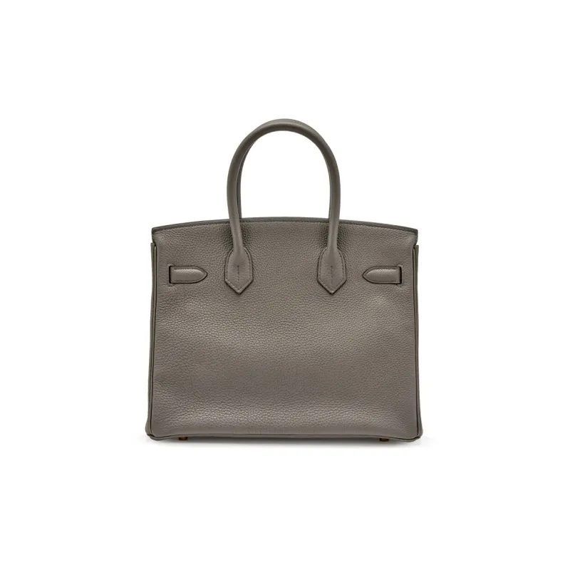HERMES Togo Calfskin Birkin Bag Handbags 30 Women's Gray Tin Gray-1