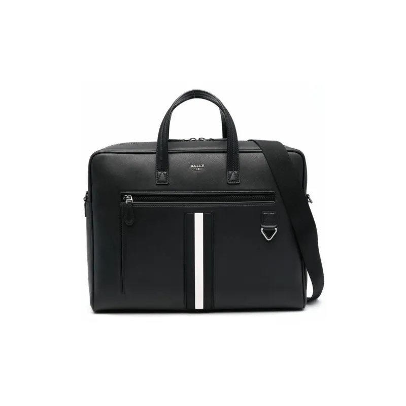 BALLY Calfskin Briefcase, Shoulder Bag, Crossbody Bag, Handbag Regular Men's Black-0