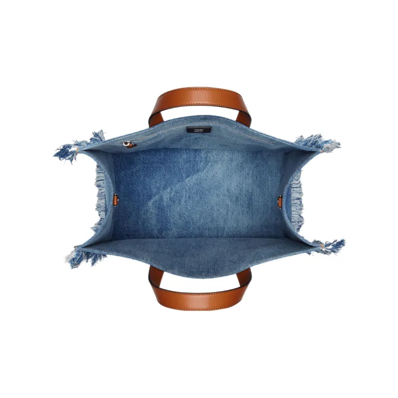 FENDI Denim Tote Bag Shopping Bag Handbag Regular Men's Blue-3