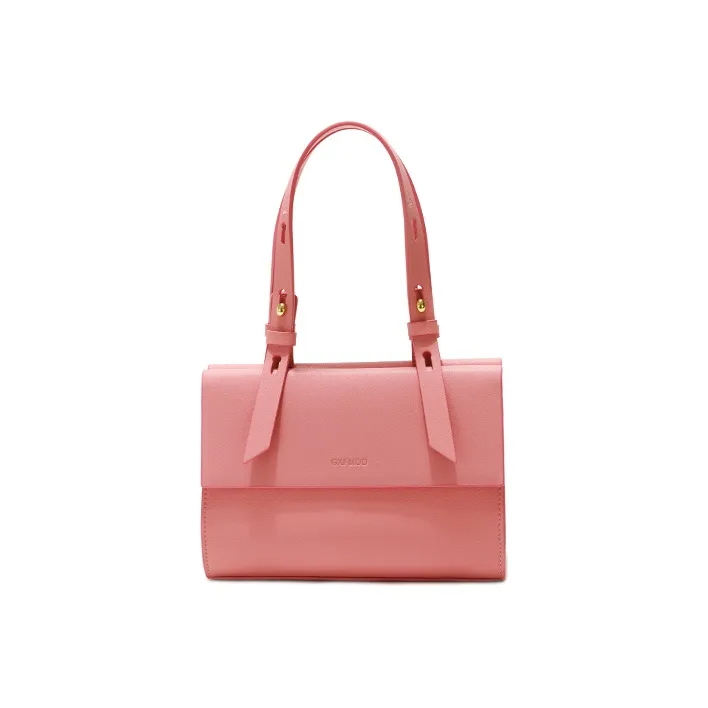 GXFMOD Cow Leather Baguette Shoulder Bag, Crossbody Bag Medium Size Women's Mint Green Pink Silent White-5