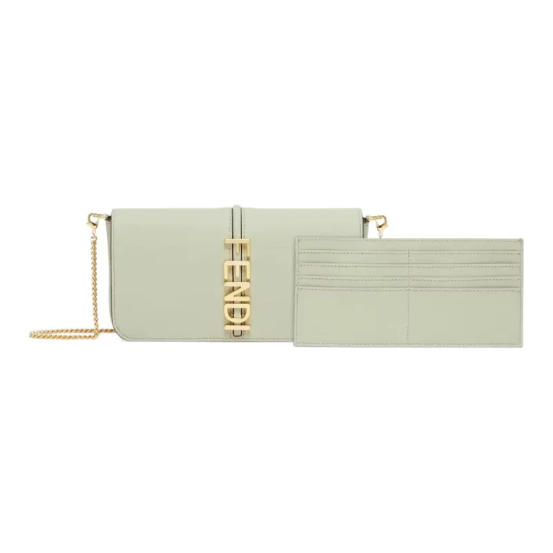 FENDI Fendigraphy Leather Wallet Regular Women's Green-1