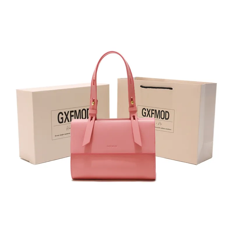 GXFMOD Cow Leather Baguette Shoulder Bag, Crossbody Bag Medium Size Women's Mint Green Pink Silent White-8