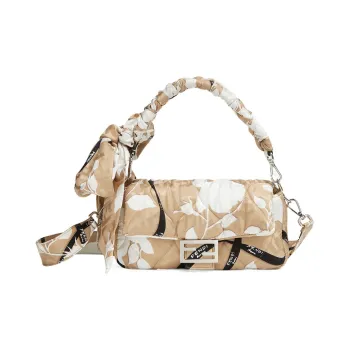 FENDI Baguette Mulberry Silk Portable Crossbody Bag, Shoulder Bag Medium Size Women's White/Beige