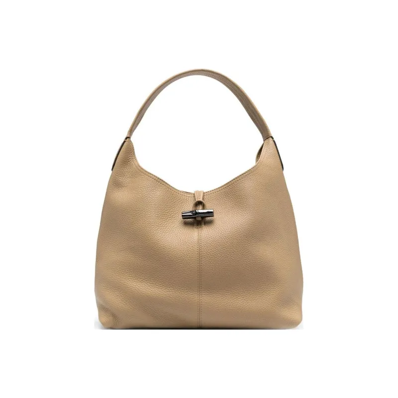 LONGCHAMP Roseau Essential Cow Leather Shoulder Bag, Handbag, Shoulder Bag Trumpets Women's Beige-0