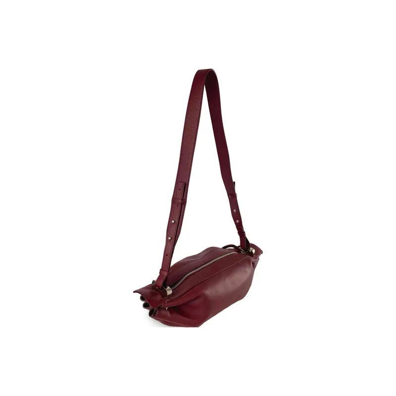 BONASTRE Cow Leather Soft Leather Handbag Crossbody Bag Small Size Unisex Burgundy-1