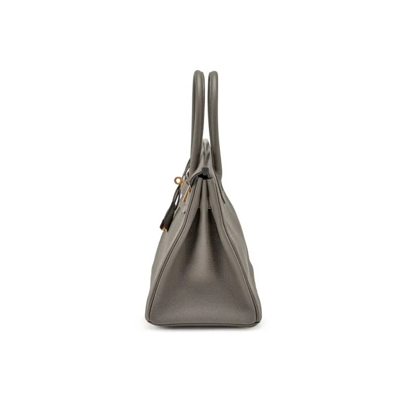 HERMES Togo Calfskin Birkin Bag Handbags 30 Women's Gray Tin Gray-3