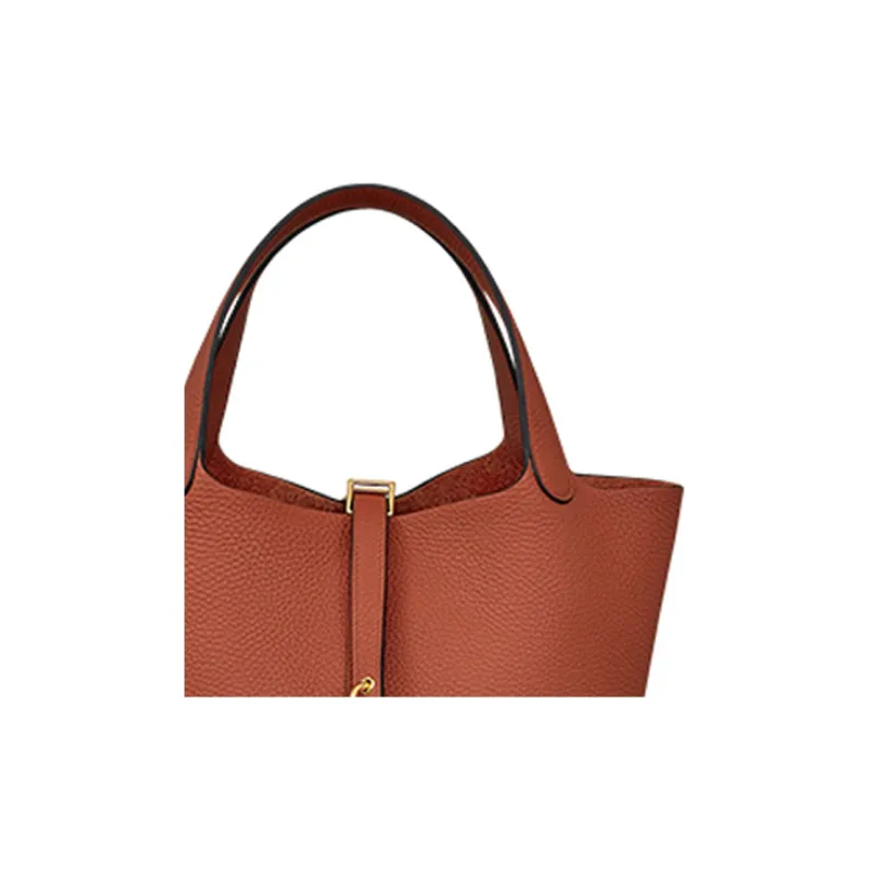 HERMES Picotin Lock Clemence Bullock Leather Handbag 22 Women's 36 Brick Red-3