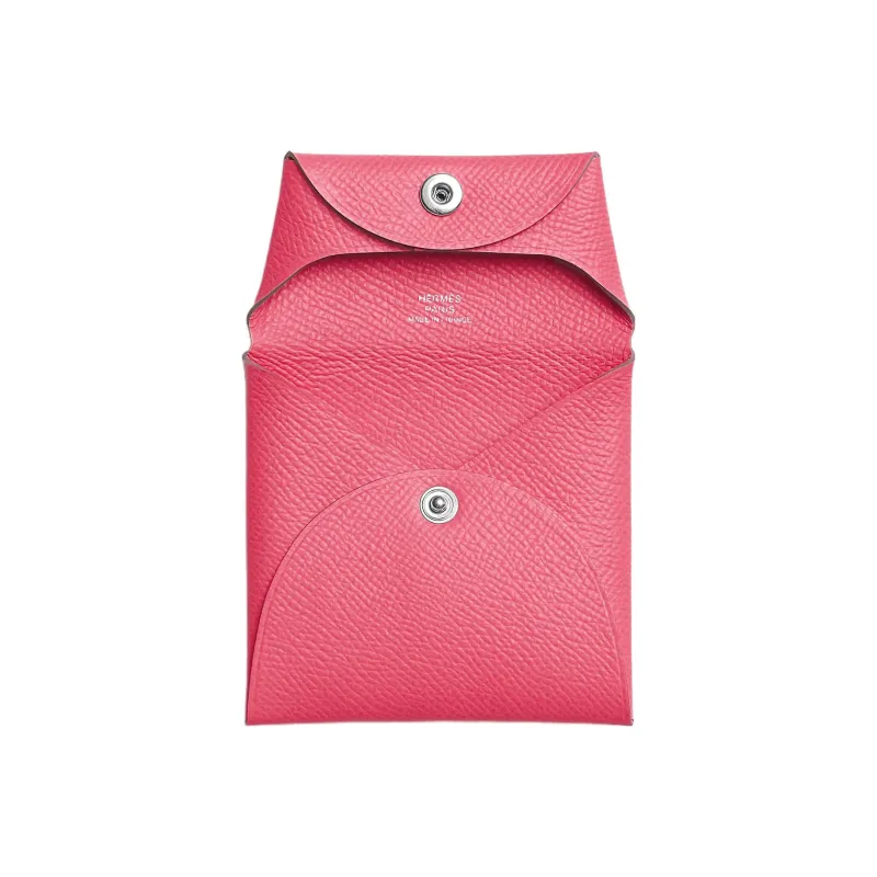 HERMES Bastia Epsom Calfskin Coin Purses Wallets Women's 8W RoseAzalee New Lipstick Pink-1