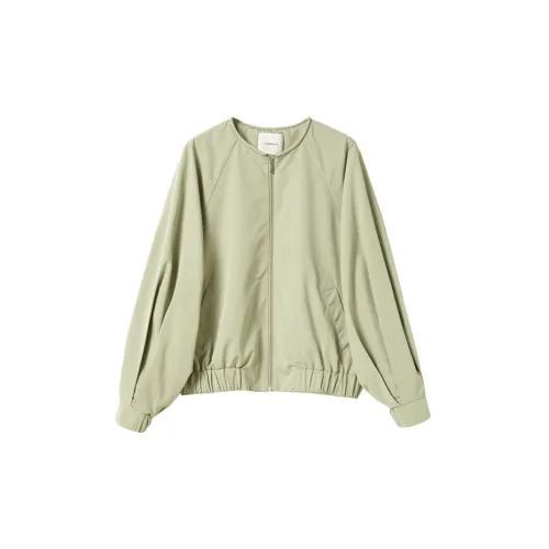 CHUMIAN Cropped Coats Women's Aloe Gray Green