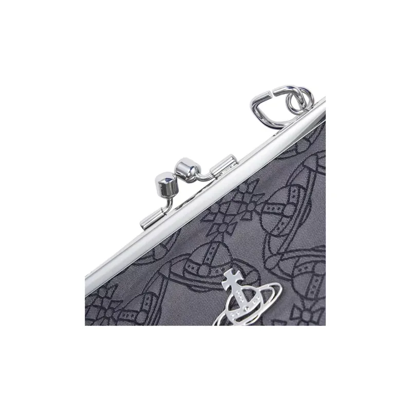 Vivienne Westwood Fabric Dumpling Bag, Chain Bag, Coin Purse, Crossbody Handbag Trumpets Women's Black/Gray-6