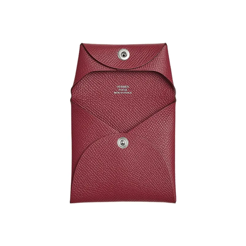 HERMES Bastia Epsom Leather Coin Purse Wallet Women's B5 Rubis Gemstone Red-1