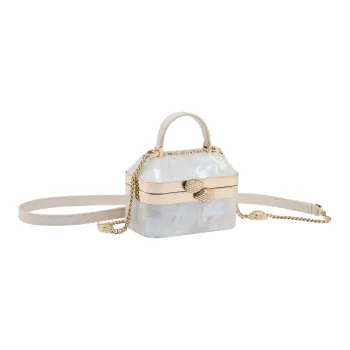 BVLGARI Serpenti Forever Mother Of Pearl Jewelry Box Bag Shoulder Bag Crossbody Bag Handbag Mini Women's White