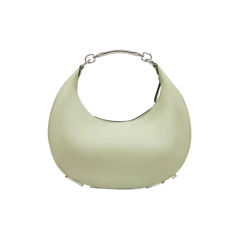 FENDI Fendigraphy Cow Leather Crescent Bag Handbag, Shoulder Bag Women's Light Green-2