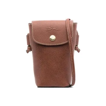 LONGCHAMP Logo embossed Leather Phone Case