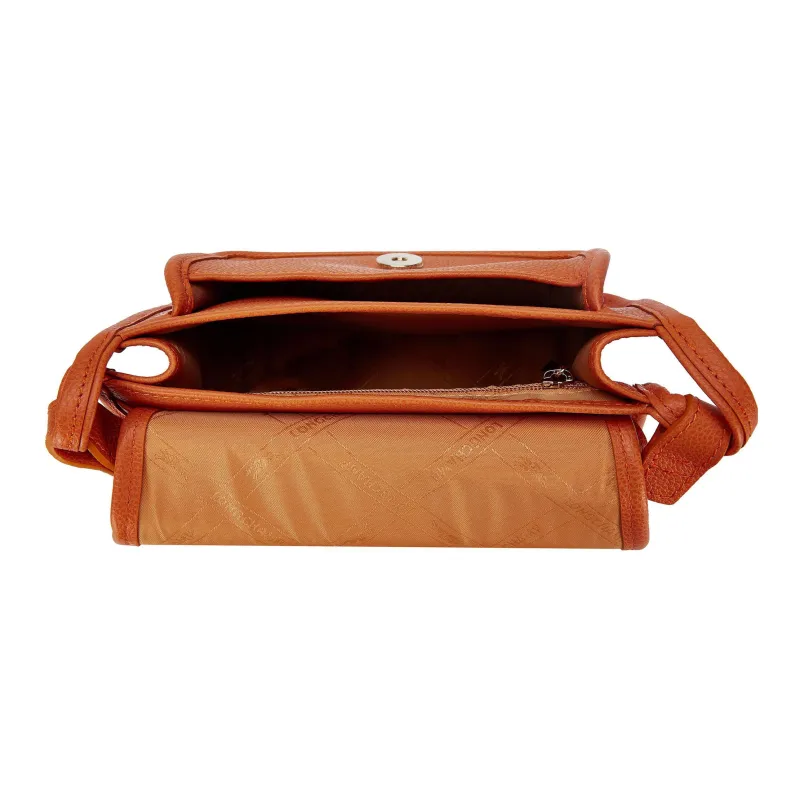 LONGCHAMP Pebbled Cow Leather Wallets Shoulder Bag Crossbody Bag Small Size Women's Orange-2