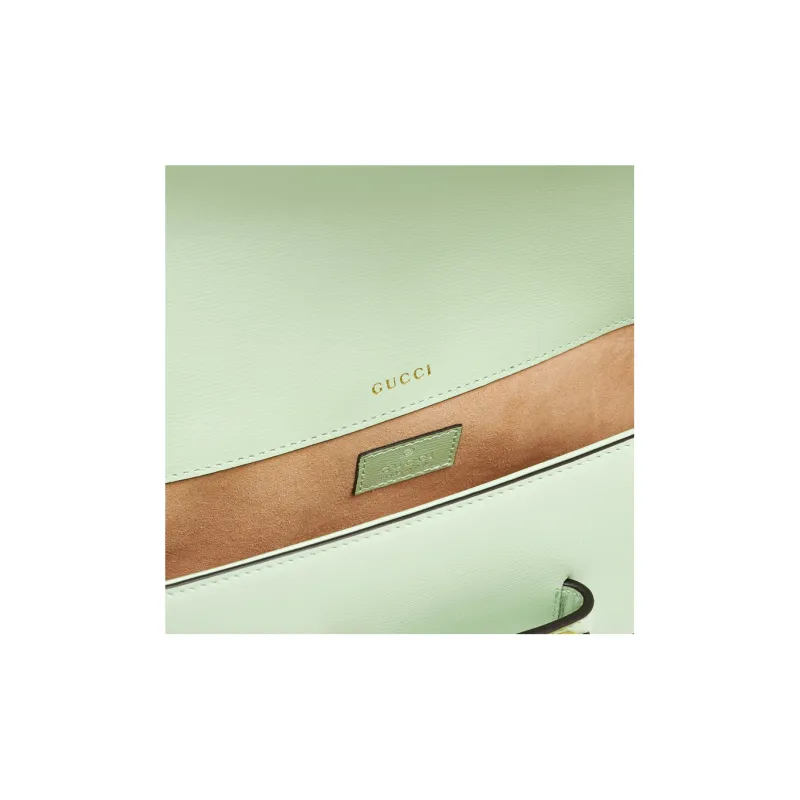 GUCCI Horsebit 1955 Leather Portable Crossbody Bag, Shoulder Bag Women's Light Green-3