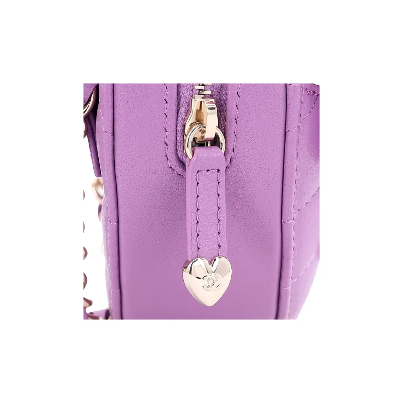 CHANEL Sheepskin Heart Bag, Shoulder Bag, Crossbody Bag, Fanny Pack Mini Women's Purple-4
