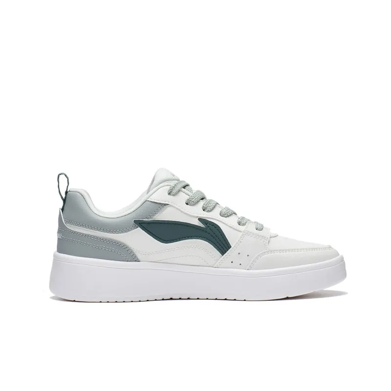 LiNing Acer Truncatum Cushioning, Slip Resistant, And Abrasion Resistant Low Top Skateboard Shoes Women's White Green-1