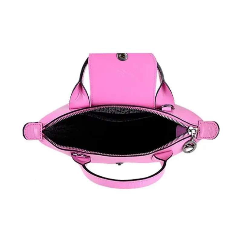 LONGCHAMP Le Pliage Cuir Cow Leather Dumpling Bag, Shoulder Bag, Crossbody Bag, Handbag Mini Women's Peony Pink-3