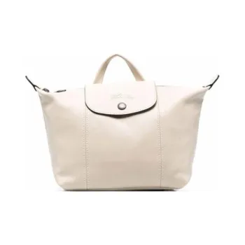 LONGCHAMP Le Pliage Cuir Cow Leather Dumpling Bag Crossbody Handbags Regular Women's Ecru