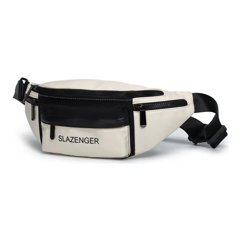 Slazenger Nylon Fabric Shoulder Bag Crossbody Bag Sling Bag Fanny Pack Unisex Ecru/Black/Khaki-1