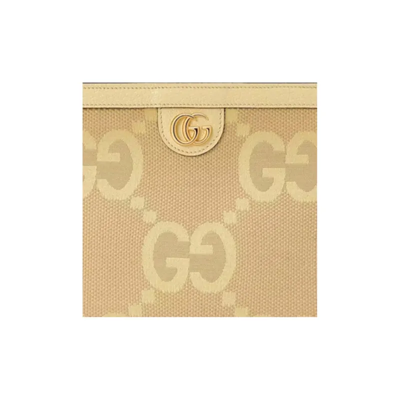 GUCCI Ophidia Canvas With Leather Clutch Women's Beige/Yellow-7