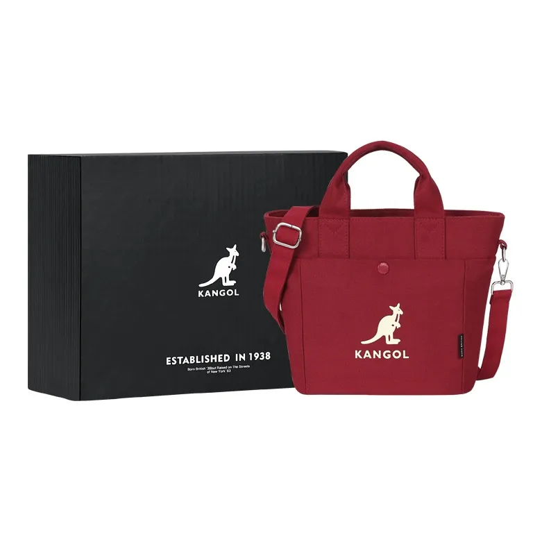 KANGOL Canvas Dumpling Bag Canvas Bag Crossbody Handbag Medium Size Unisex Red/Black/White-5