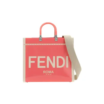 FENDI Sunshine Canvas Tote Bag Shopping Bag Handbag Medium Size Women's Pink