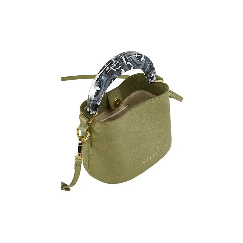 MARNI Venice Calfskin Bucket Bags Shoulder Bag Crossbody Bag Handbag Mini Women's Green-3