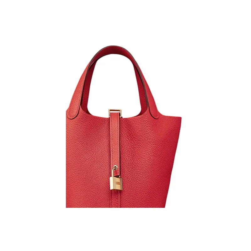 HERMES Picotin Lock Maurice Bullock Leather Basket Bag Handbag Bucket Bag Women's A5 Bougainvillea Dujuan Red-3