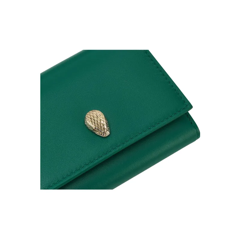 BVLGARI Serpenti Forever Calfskin Card Holders Shoulder Bag Crossbody Bag Mini Women's Green-2