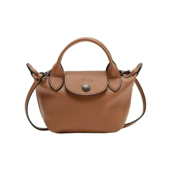 LONGCHAMP Le Pliage Cuir Sheepskin Handbag Shoulder Bag Crossbody Bag Mini Women's Hazelnut Umber