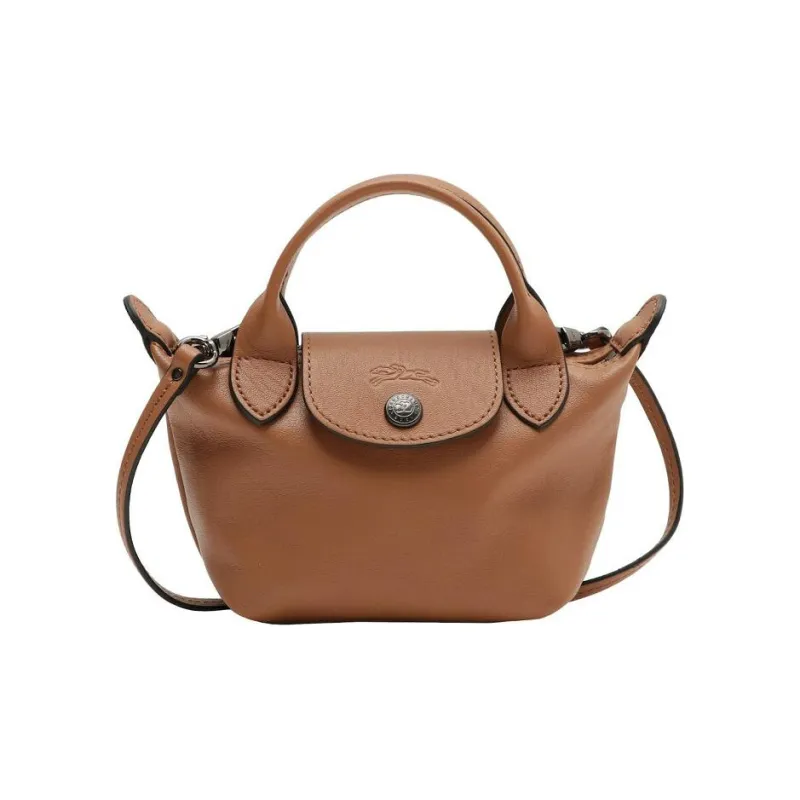 LONGCHAMP Le Pliage Cuir Sheepskin Handbag Shoulder Bag Crossbody Bag Mini Women's Hazelnut Umber-0