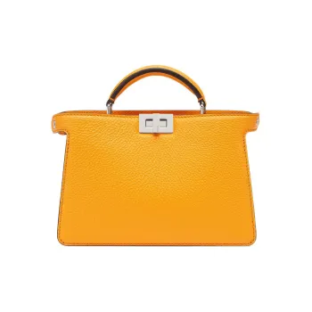 FENDI Peekaboo ISeeU Leather Shoulder Bag Crossbody Bag Handbag Regular Women's Orange