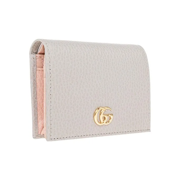 GUCCI Marmont Leather Card Holder Women's Light Gray-1