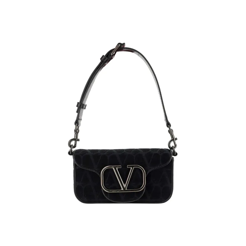 Valentino Cotton With Sheepskin Portable Crossbody Bag Shoulder Bag Men's Black-0