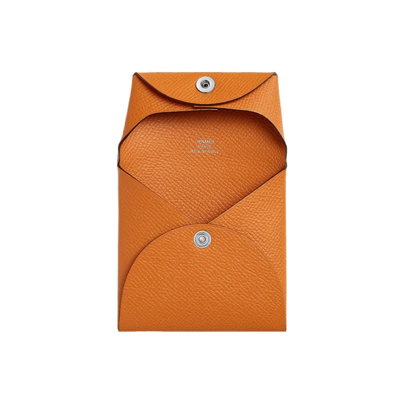 HERMES Bastia Epsom Calfskin Coin Purse Wallet Women's I9 Abricot Apricot-1