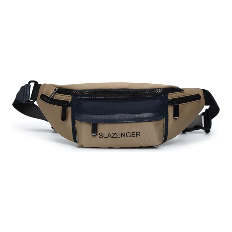 Slazenger Nylon Fabric Shoulder Bag Crossbody Bag Sling Bag Fanny Pack Unisex Ecru/Black/Khaki-9
