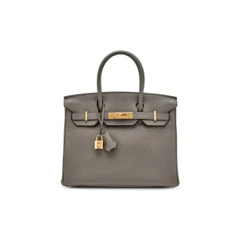 HERMES Togo Calfskin Birkin Bag Handbags 30 Women's Gray Tin Gray